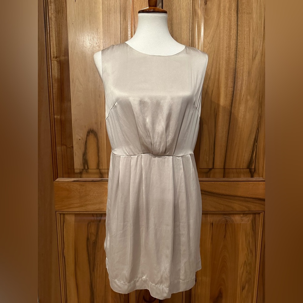 Foreign Exchange Silk Sleeveless Dress - 2 Layers of Luminous Silver Silk, EUC M